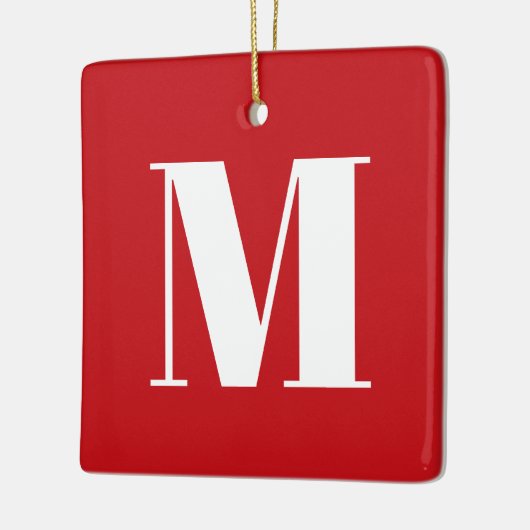 Monogram rode witte initiaal Kerstmis Keramisch Ornament (Links)