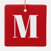 Monogram rode witte initiaal Kerstmis Keramisch Ornament (Achterkant)