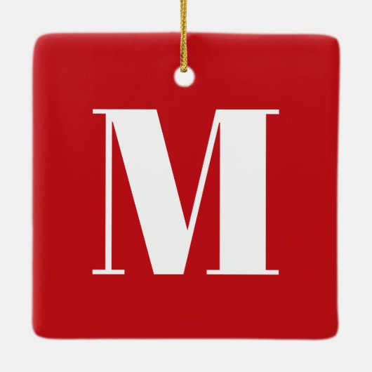 Monogram rode witte initiaal Kerstmis Keramisch Ornament (Achterkant)