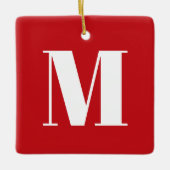 Monogram rode witte initiaal Kerstmis Keramisch Ornament (Voorkant)