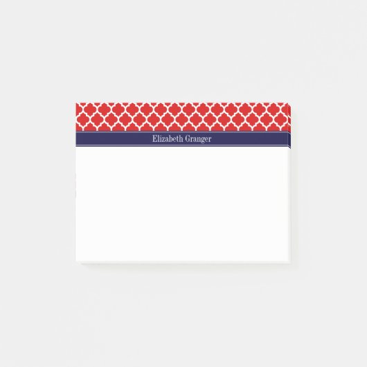 Monogram rode witte Marokkaan #5 Navy Blue Name Post-it® Notes (Voorkant)