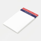 Monogram rode witte Marokkaan #5 Navy Blue Name Post-it® Notes (Schuin)