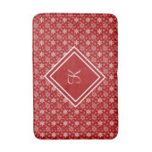 Monogram Rode Witte Sneeuwvlok Winter Vakantie Badmat (Voorkant Verticaal)