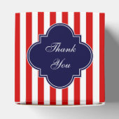 Monogram rode witte streep marineblauw bedankdoosjes (Bovenkant)