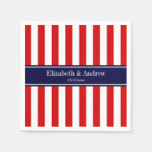 Monogram rode witte streep marineblauw servetten (Voorkant)