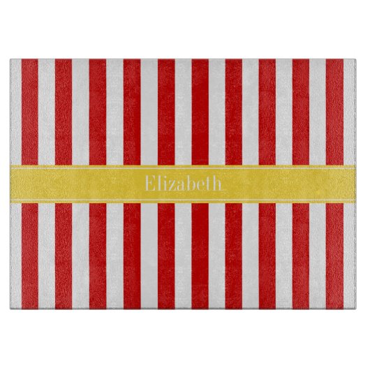 Monogram rode witte strepe anananas snijplank (Voorkant)