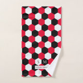 Monogram rode, zwarte en witte hexagons bad handdoek (Handdoek)