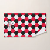 Monogram rode, zwarte en witte hexagons bad handdoek (Handdoek)