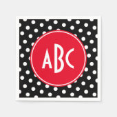 Monogram rode zwarte en witte poka servet (Voorkant)