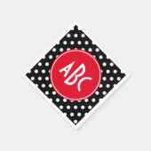 Monogram rode zwarte en witte poka servet (Hoek)