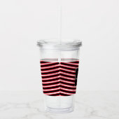 Monogram rode zwarte spiraalribbenden, op maat acryl drinkbeker (Rechts)