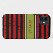 monogram rode zwarte streep Case-Mate iPhone case (Achterkant (horizontaal))