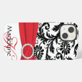 Monogram Rode, Zwarte, Witte Damast iPad Air Hoes iPhone Hoesje (Achterkant horizontaal)