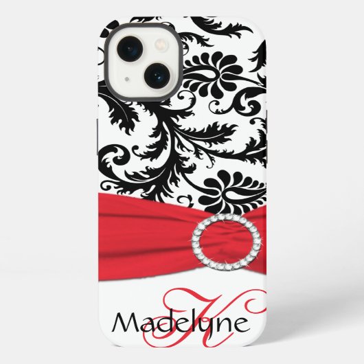 Monogram Rode, Zwarte, Witte Damast iPad Air Hoes iPhone Hoesje (Achterkant)