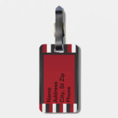 Monogram | Rode, zwarte witte strepen Bagagelabel (Achterkant verticaal)