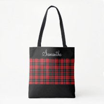 Monogram Rode Zwarte Witte Tartan Buffalo Plaid 