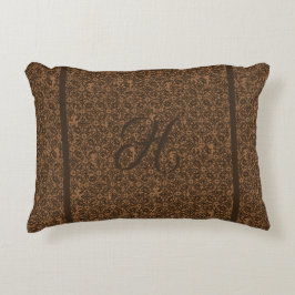 Monogram Roest Oranje en Bruin Gerold IJzer Accent Kussen