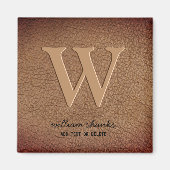 Monogram roestbruin leder zwart goudvormig magneet (Voorkant)