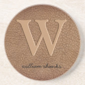 Monogram roestbruin leder zwart, stijlvol zandsteen onderzetter (Voorkant)