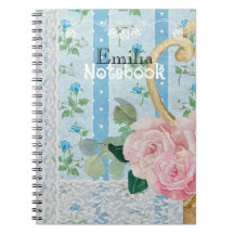 Monogram roestige bloemmotief roze Blauw Antieke k