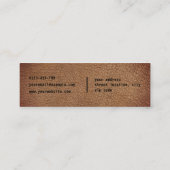 Monogram roestvast zwart schrift bruin leder mini visitekaartje (Achterkant)