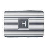 Monogram roky Navy and White Stripe Badmat (Voorkant)