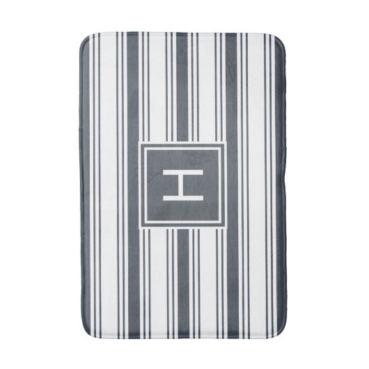 Monogram roky Navy and White Stripe Badmat (Voorkant Verticaal)