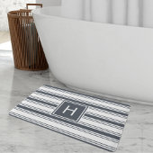 Monogram roky Navy and White Stripe Badmat