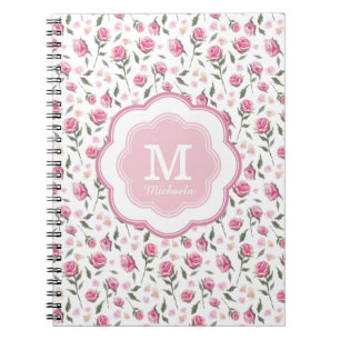 Monogram Romantic Roses  Patroon Notitieboek
