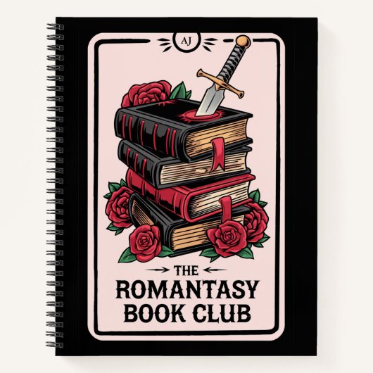 Monogram Romantiek Boekenclub Leesdagboek Notitieboek (Voorkant)