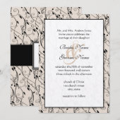 Monogram Romantische Blush Koraal Roze Huwelijk Kaart (Voorkant / Achterkant)