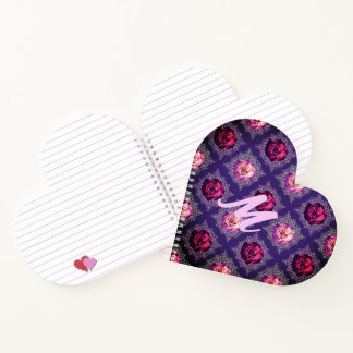 Monogram Romantische Paarse Roos Liefde Notitieboek