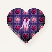Monogram Romantische Paarse Roos Liefde Notitieboek (Voorkant)