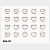 Monogram Romantische Rozen Bloemhart Weddingzegel Ronde Sticker (Vel)
