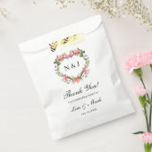 Monogram Romantische Rozen Floral Heart Bedankzakje (Gezegeld)