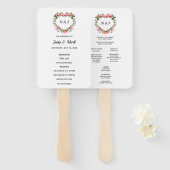 Monogram Romantische Rozen Floral Heart Handwaaier (Voorkant en achterkant)