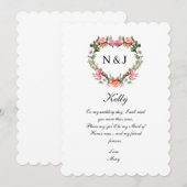 Monogram Romantische Rozen Floral Heart Maid of Ho Kaart (Voorkant / Achterkant)