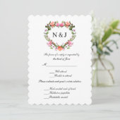 Monogram Romantische Rozen Floral Heart Response K Kaart (Staand voorkant)