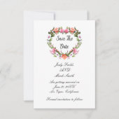 Monogram Romantische Rozen Floral Heart Save The D Date (Voorkant)