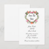 Monogram Romantische Rozen Floral Heart Save The D Date (Voorkant / Achterkant)