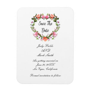 Monogram Romantische Rozen Floral Heart Save The D Magneet