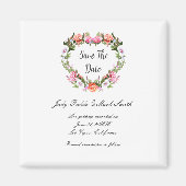 Monogram Romantische Rozen Floral Heart Save The D Magneet (Voorkant)
