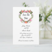 Monogram Romantische Rozen Floral Heart Save The D Save The Date (Staand voorkant)