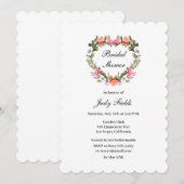 Monogram Romantische Rozen Floral Heart Vrijgezell Kaart (Voorkant / Achterkant)