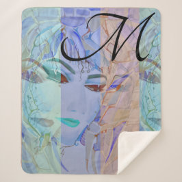 Monogram Romantische Shabby Chic Pastel Kleuren Sherpa Deken