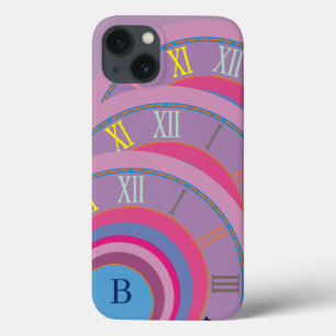Monogram Romeinse cijfers Artsy Clock Dizzy Circle Case-Mate iPhone Case