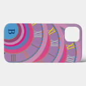 Monogram Romeinse cijfers Artsy Clock Dizzy Circle Case-Mate iPhone Case (Achterkant (horizontaal))