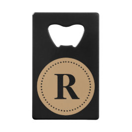 Monogram Rond Kameel Bruin/Zwart, Stip Rand Creditkaart Flessenopener