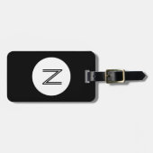 Monogram rond zwart en wit bagagelabel (Voorkant horizontaal)