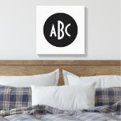Monogram rond zwart en wit canvas afdruk (Insitu (Slaapkamer))